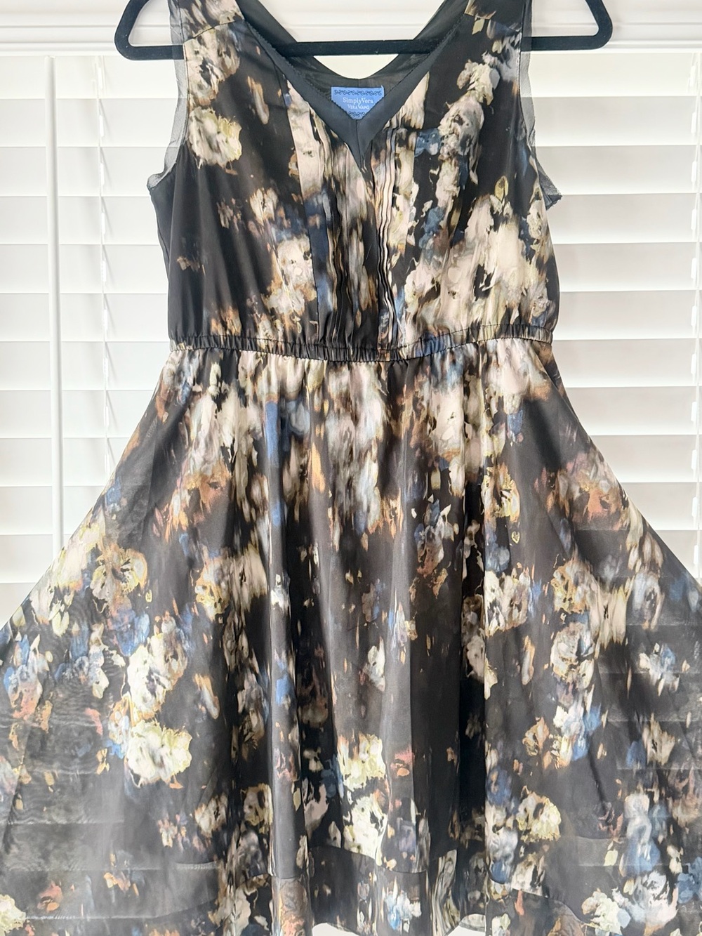 Girls Black Floral Fit-and-Flare Dress